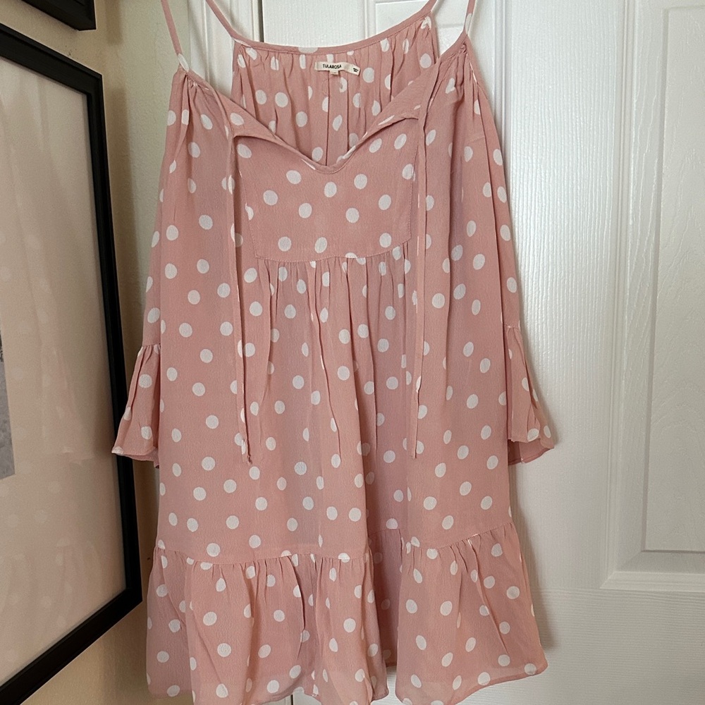 Tularosa Blush Pink Dress with White Dots